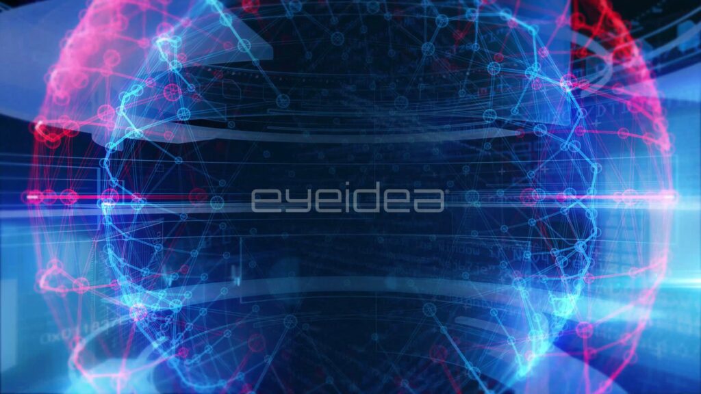 Glowing Blue and Red Network Data Sphere Background