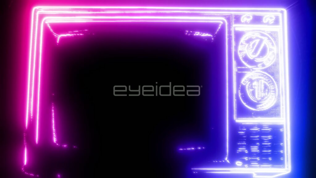 Neon Outline of a Retro TV Set in Pink and Blue