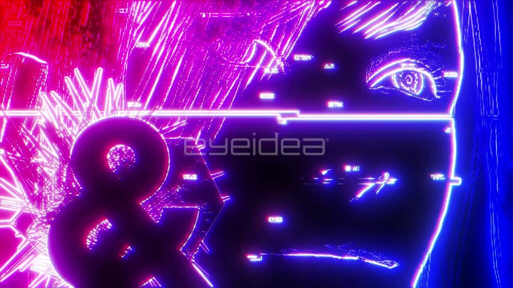 Neon Outline of a Woman's Face with Ampersand Glyph