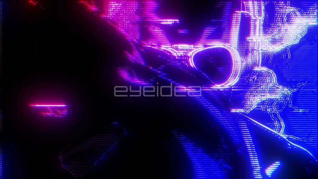 Glitchy Vaporwave Portrait with Pink and Blue Scanlines
