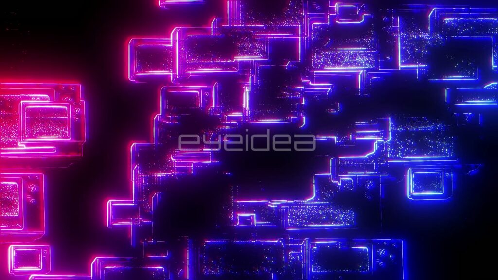 Abstract Neon Rectangles with Pink and Blue Gradient