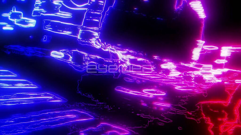 Abstract Neon Light Trails in Blue and Pink