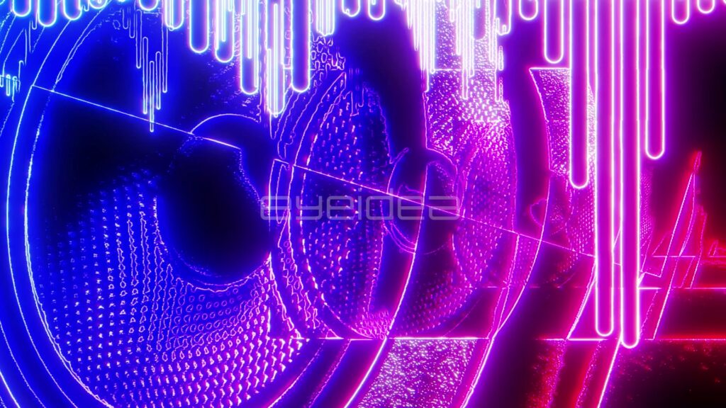 Neon Loudspeaker and Equalizer Bars in Blue and Pink