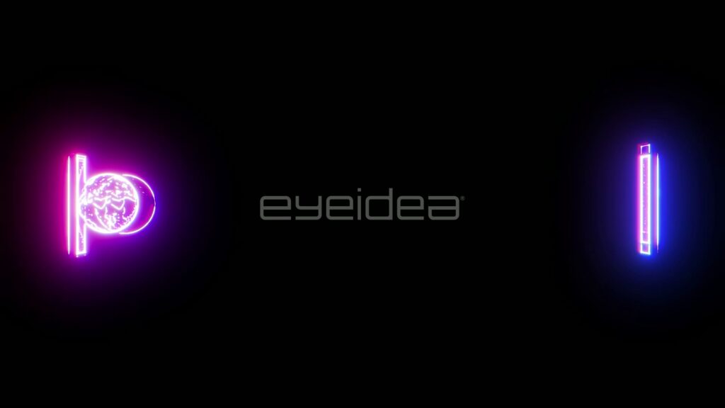 Neon Pink and Blue Geometric Shapes Moving Across Black Background