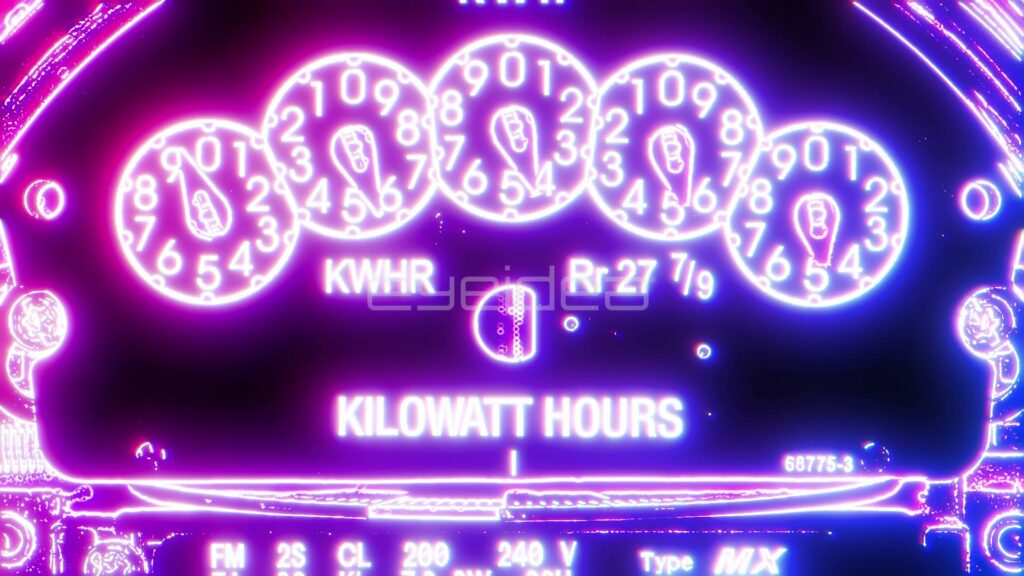 Neon Electric Meter Dials with Kilowatt Hours Label