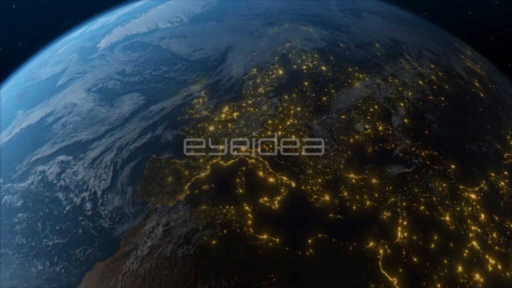 City Lights of Europe Emerging as Night Falls