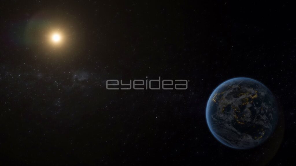Distant Earth with the Sun Glowing Across Space