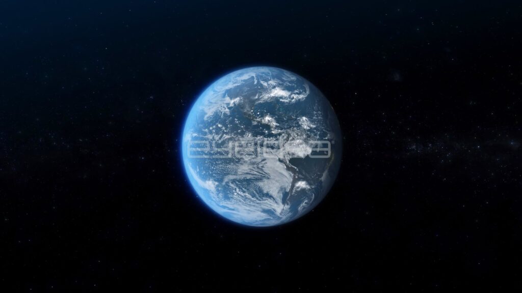 Daylit Earth with Swirling White Clouds Turning Slowly