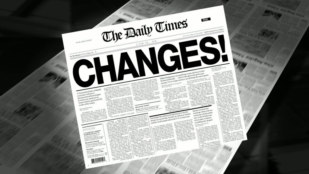 Spinning Newspaper with CHANGES! Headline