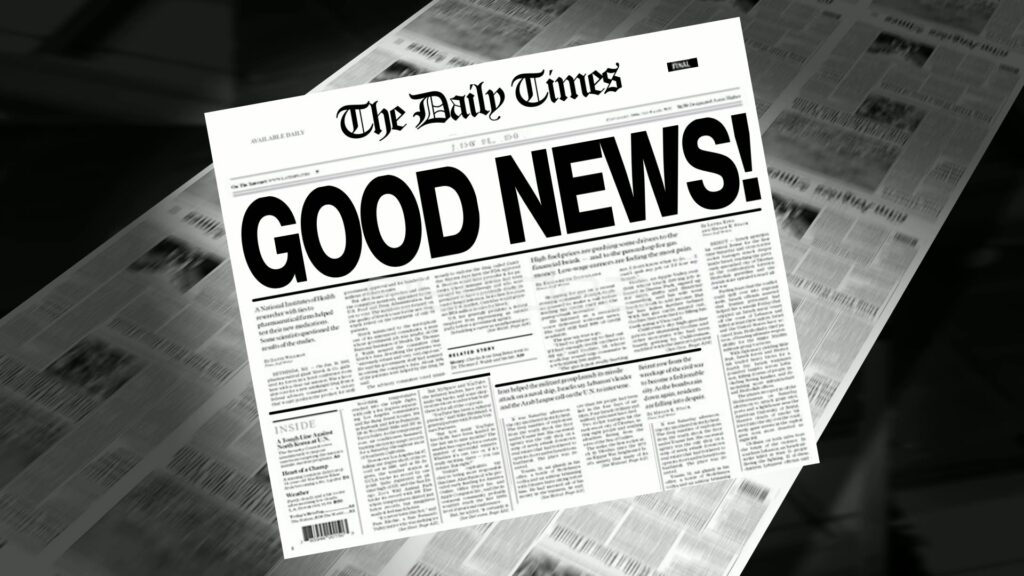 Spinning Newspaper with GOOD NEWS! Headline