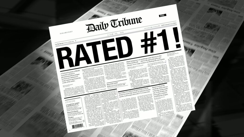 Spinning Newspaper with RATED #1! Headline