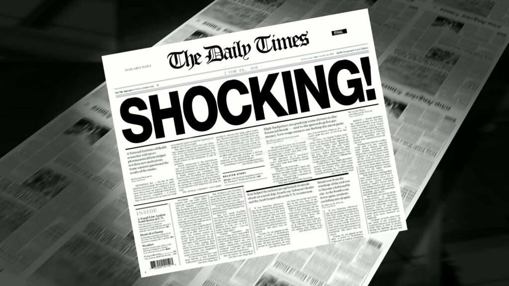 Spinning Newspaper with SHOCKING! Headline