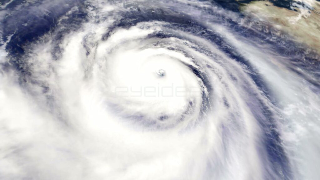 Slow Orbital Pan Across a Bright White Hurricane