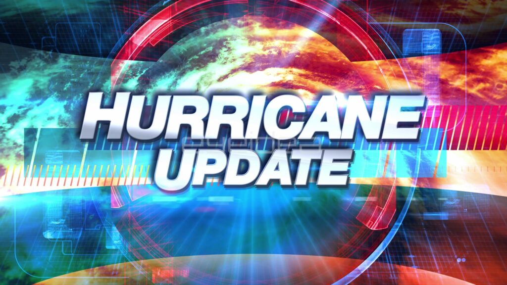 HURRICANE UPDATE Weather Broadcast Title in Red and Blue