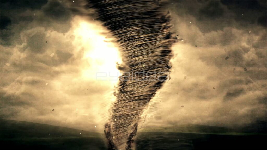 Sepia Tornado Funnel Twisting Across Open Plains