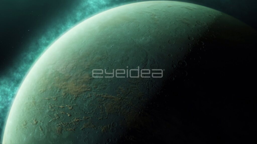 Close Flyby of a Green Exoplanet with a Glowing Teal Rim