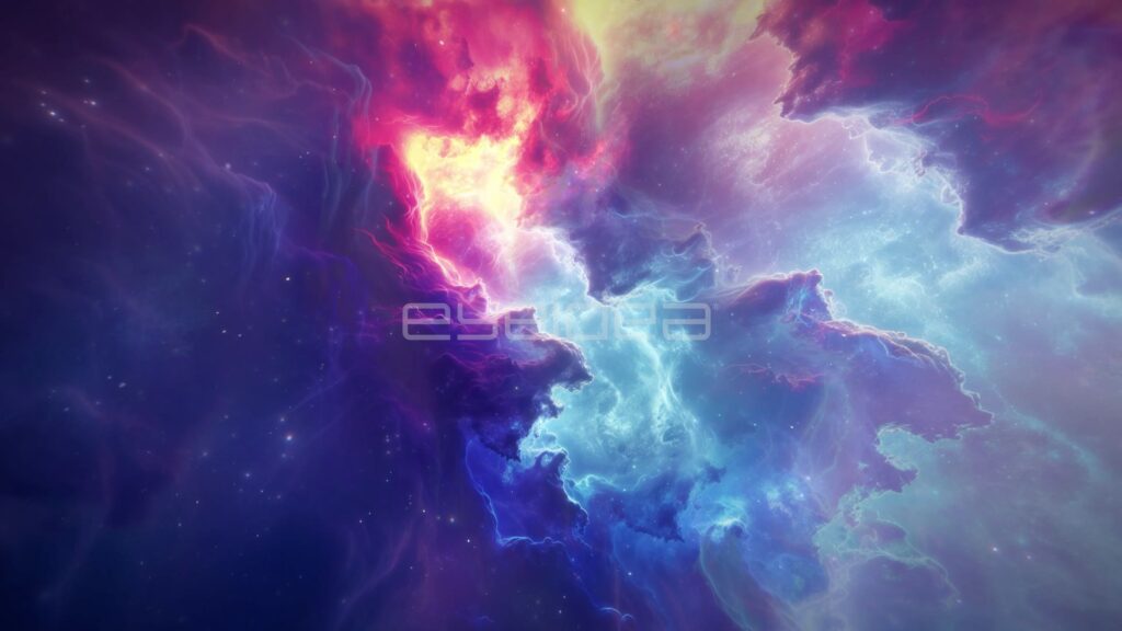 Pale Blue Nebula Cloud Beside a Glowing Pink Gas Plume