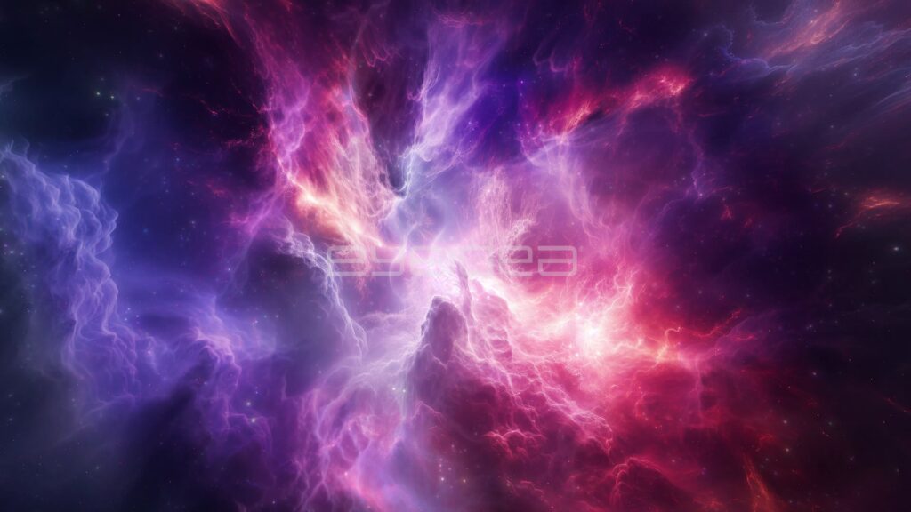 Pink and Violet Nebula Filaments Billowing in Deep Space