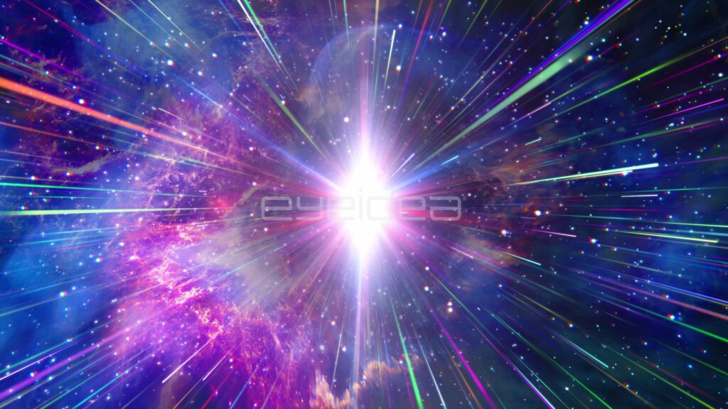 Hyperspace Jump Through Multicolored Light Streaks