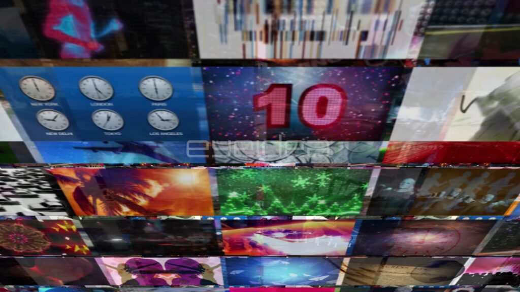 3D Flythrough of Multicolored Video Wall Montage