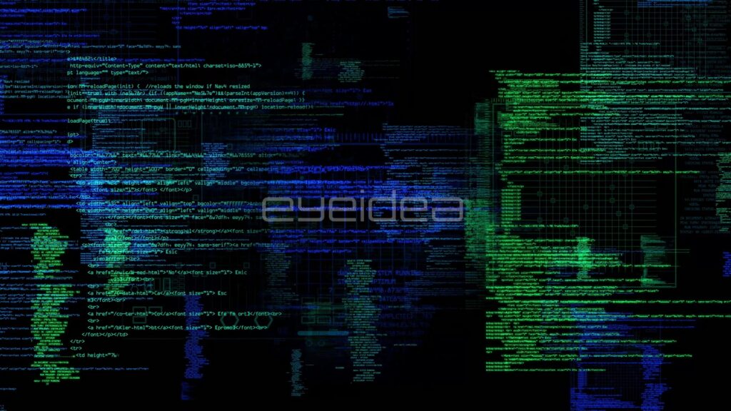 Scrolling Blue and Green Code on Black
