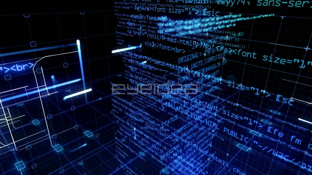 Blue Code Walls with White Light Streaks