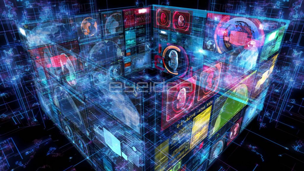 Rotating Cube Built from Holographic Data Screens