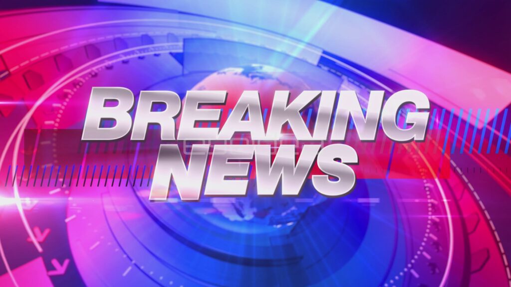 BREAKING NEWS Chrome Title on Sweeping Magenta and Blue Rings
