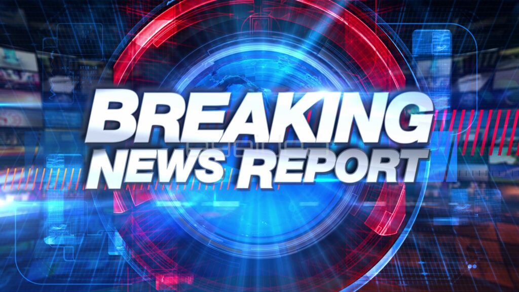 BREAKING NEWS REPORT Broadcast Title in Red and Blue Rings