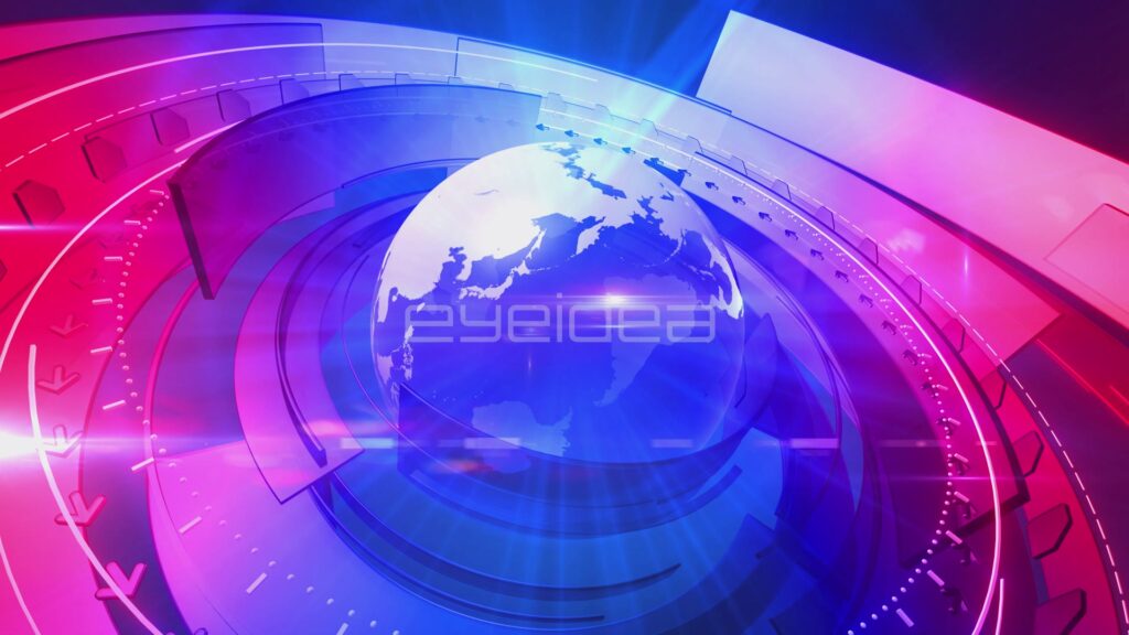 Blank Magenta and Blue News Background with a Silver Globe