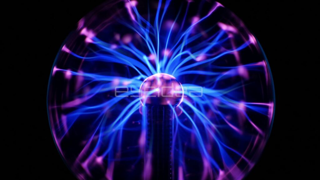 Full Plasma Globe Filling the Frame with Blue Streamers