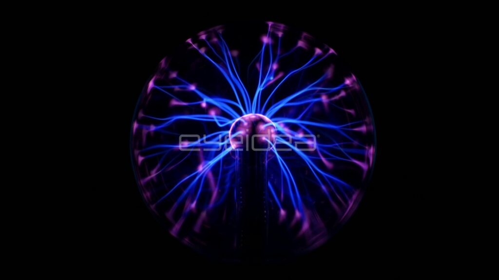 Small Centered Plasma Globe on Black with Copy Space
