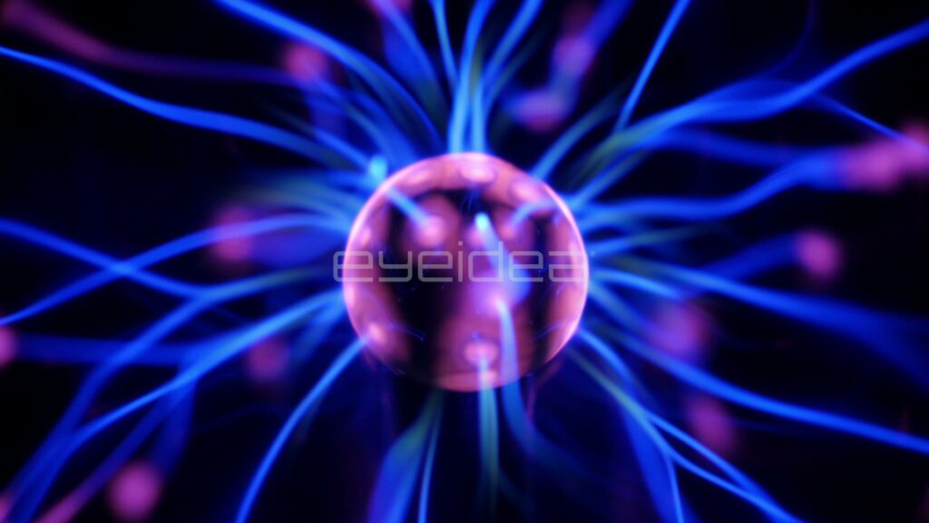 Macro of a Plasma Electrode with Blue Streamers Filling the Frame
