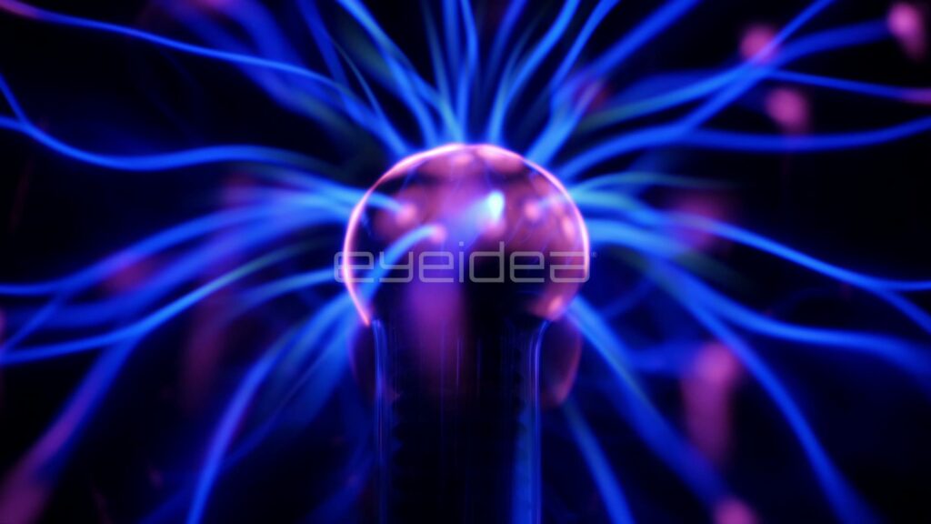 Macro of Plasma Streamers Arching Up from the Electrode Dome