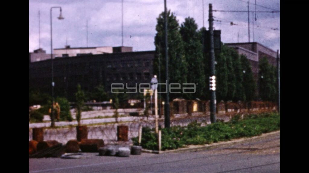 Berlin Street with Tram Line and Barriers (Archival 1951)