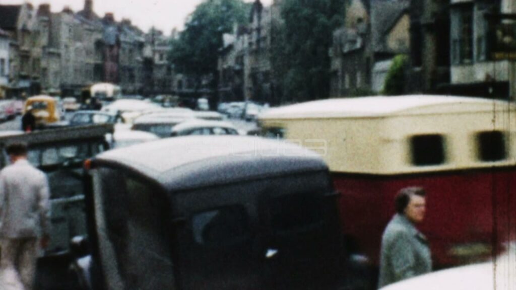 Traffic and Mail Van on City Street, Oxford (Archival 1955)
