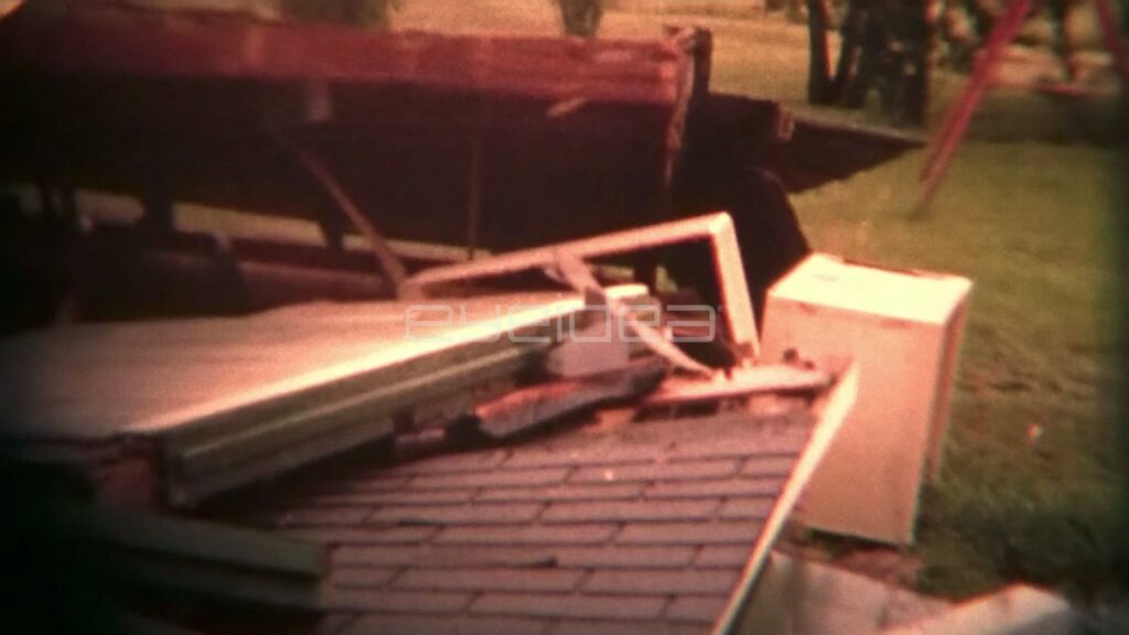 Tornado Damage with Collapsed Roof (Archival 1960)