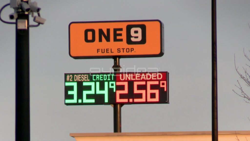 Fuel Stop Price Sign Showing Diesel and Unleaded Prices