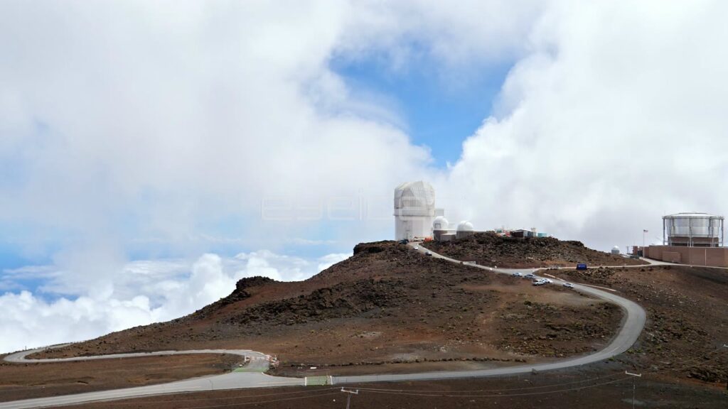 Haleakala Observatory Domes on Volcanic Summit Above Clouds