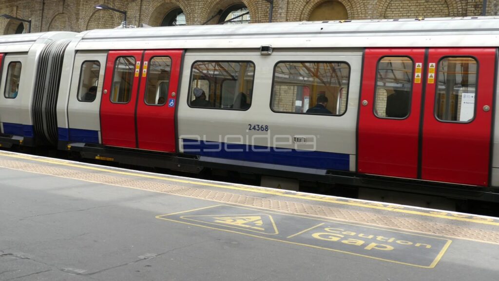 London Underground Train Doors at Platform Mind the Gap