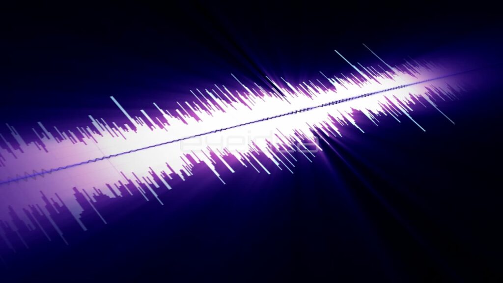 Glowing Purple Digital Waveform Pulsing on Black Background