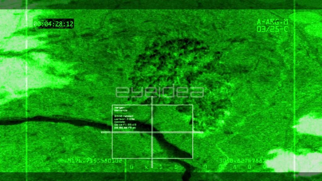 Night Vision Aerial View of Bomb Impact on Target