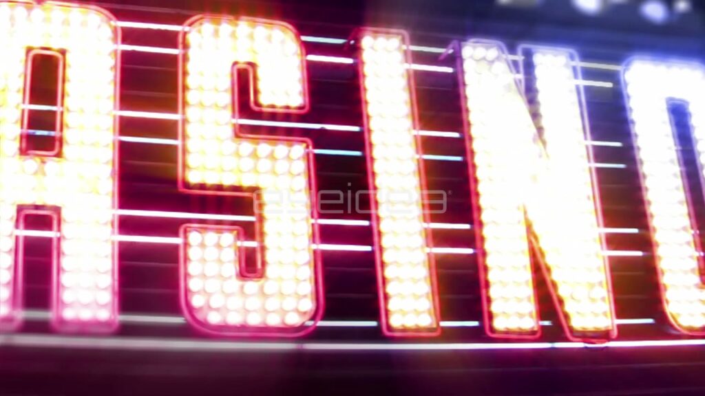 Low Angle View of Flashing Casino Neon Sign