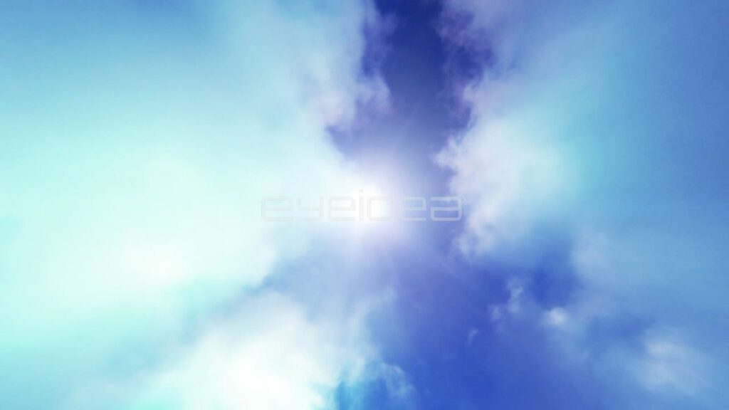 Sunlight Piercing through Blue and White Clouds