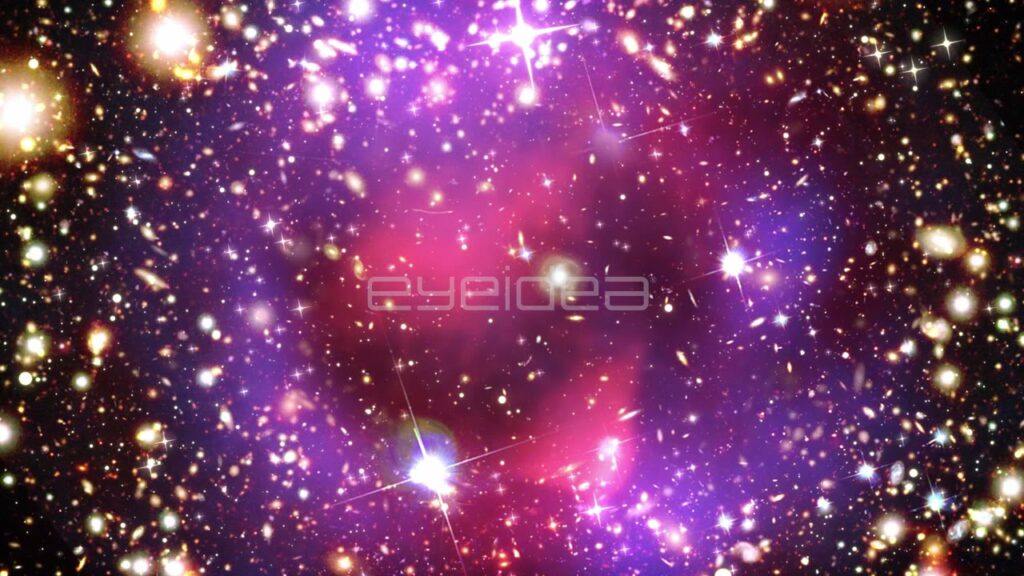 Slow Zoom into Purple and Pink Galaxy Cluster