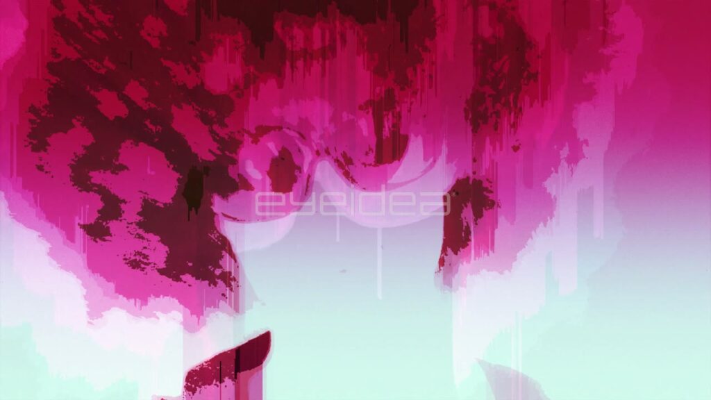 Young Woman Dancing with Pink and Cyan Glitch Effects