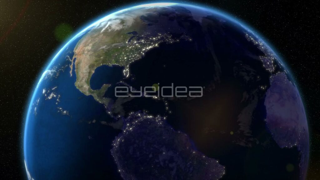 Rotating Earth Transitioning from Day to Night over Americas