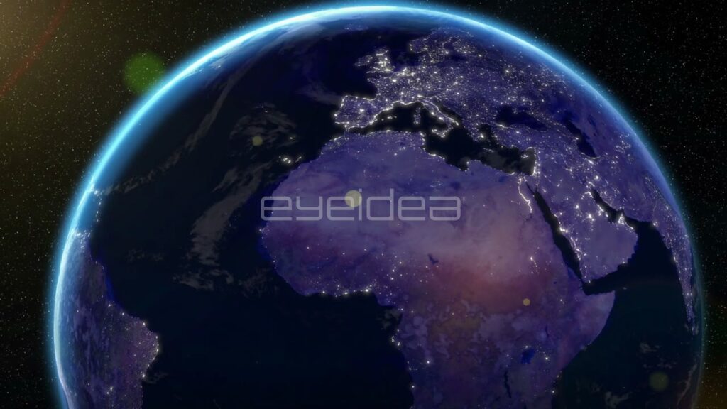 Rotating Earth with City Lights over Africa and Europe