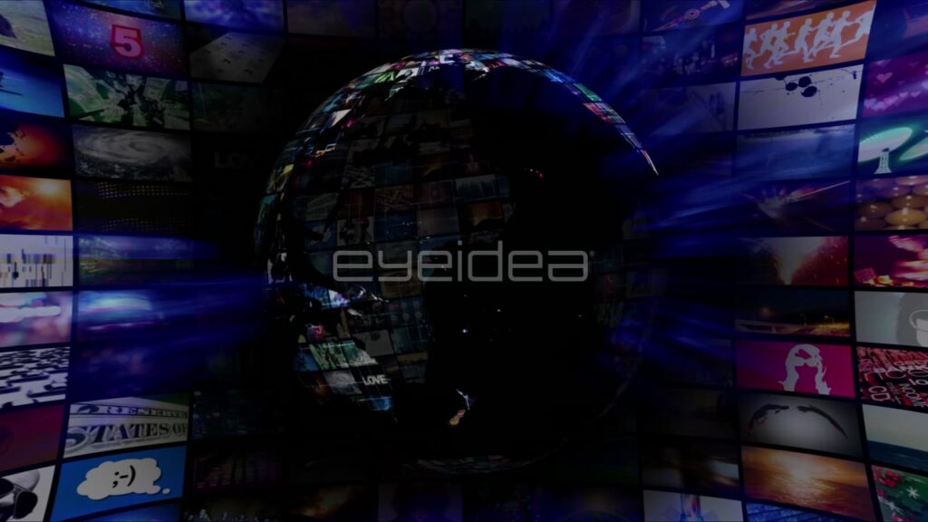 Earth Globe Formed by Multicolored Video Wall Mosaic