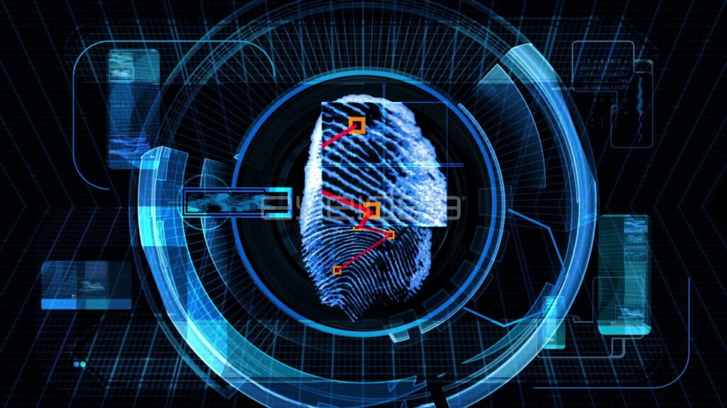 Fingerprint Biometric Scan with Blue Circular Interface